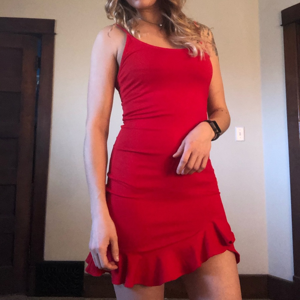 Beautiful bodycon red fringe dress